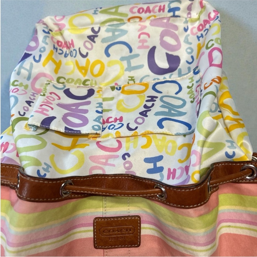 Coach Hampton Watercolor Stripe Canvas Backpack - Picture 7 of 12